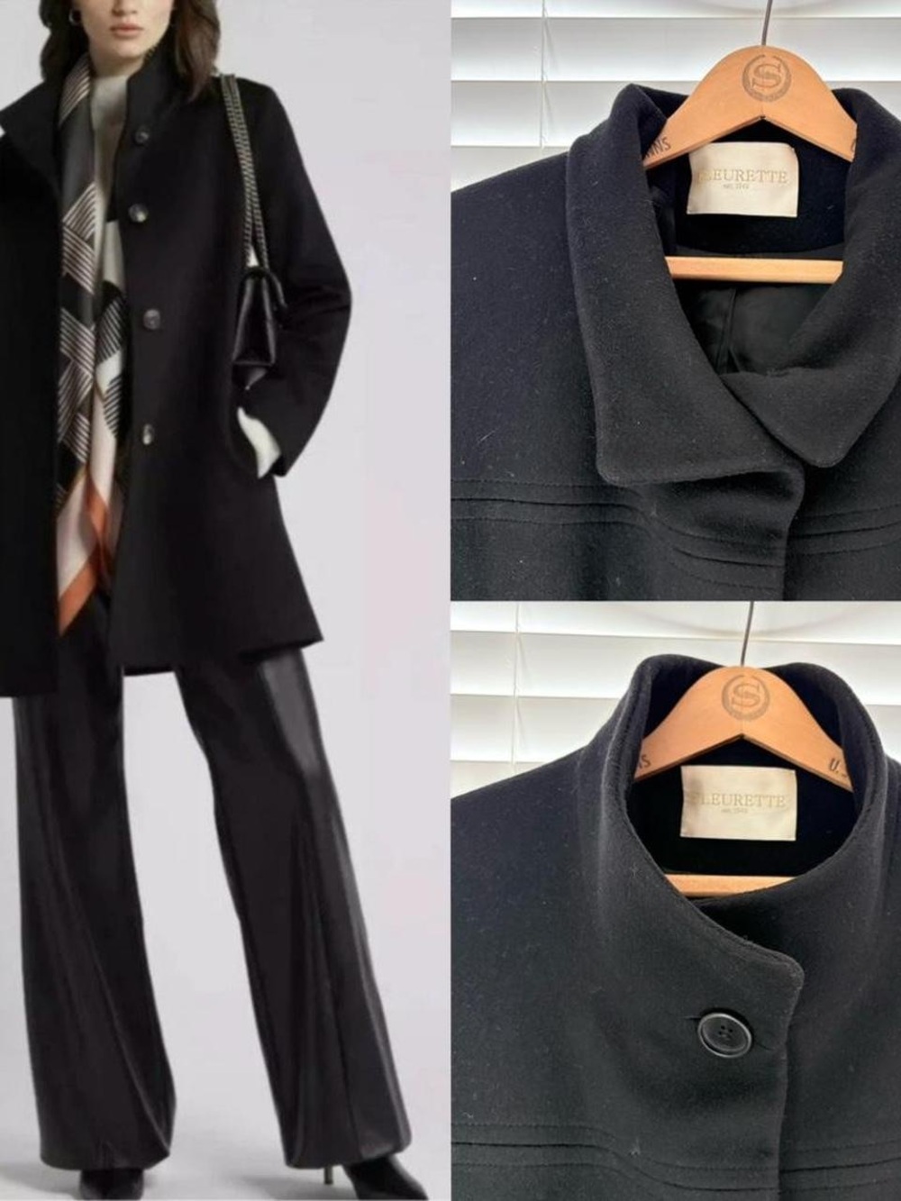 Women's Navy Blue swing Coat with Stand Collar